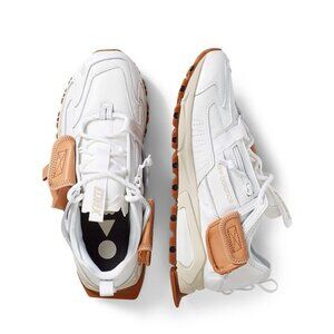 New Balance White and Tan Athletic Sneakers
